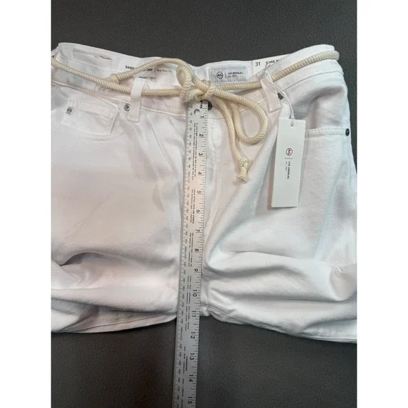 AG Adriano Goldschmied Saige Wide Leg Crop White Jeans Japanese Fabric NWT Sz 31